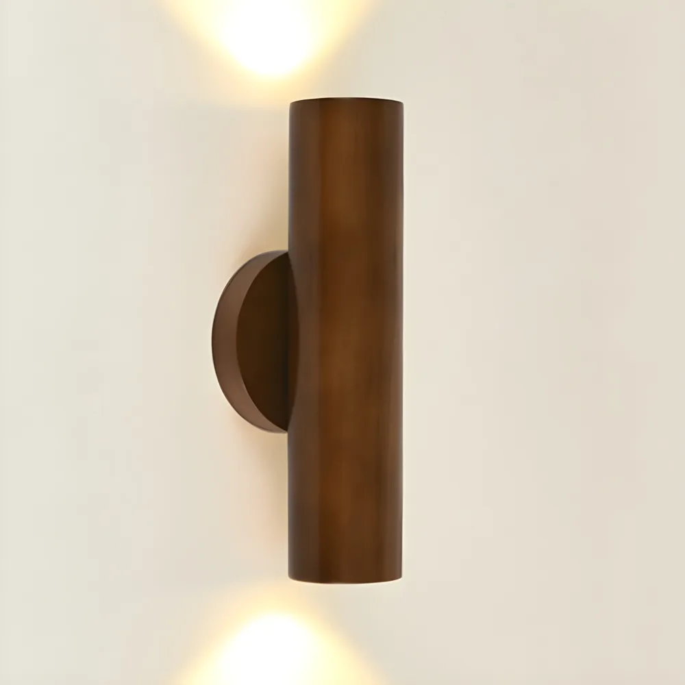 Natural Wood 2-Light Solid Wood Cylinder