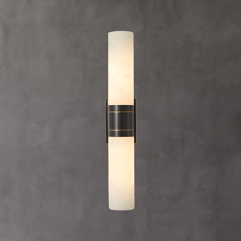 Black 2-Light Stone Cylinder