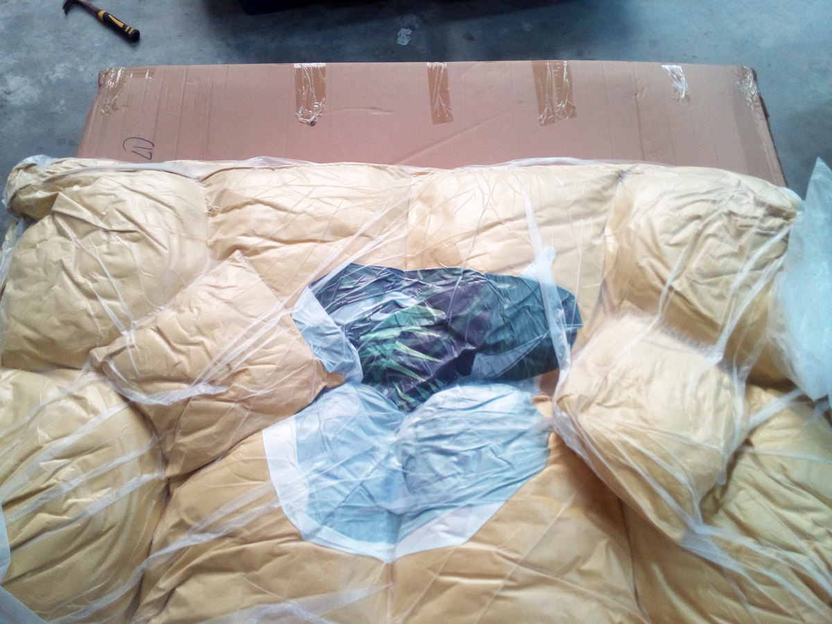 Bean bag chairs and matching cushions as received — shipping record SR-2026-072