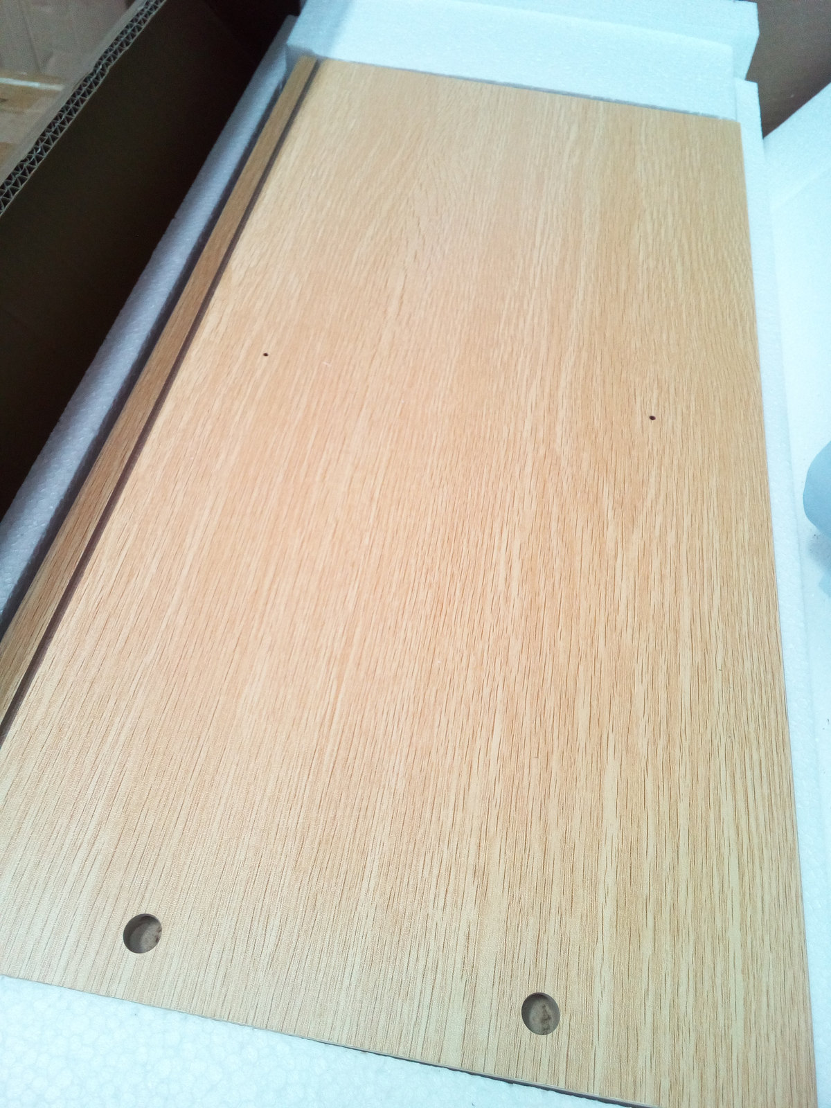 Five-drawer filing cabinet, oak — Opened on our floor
