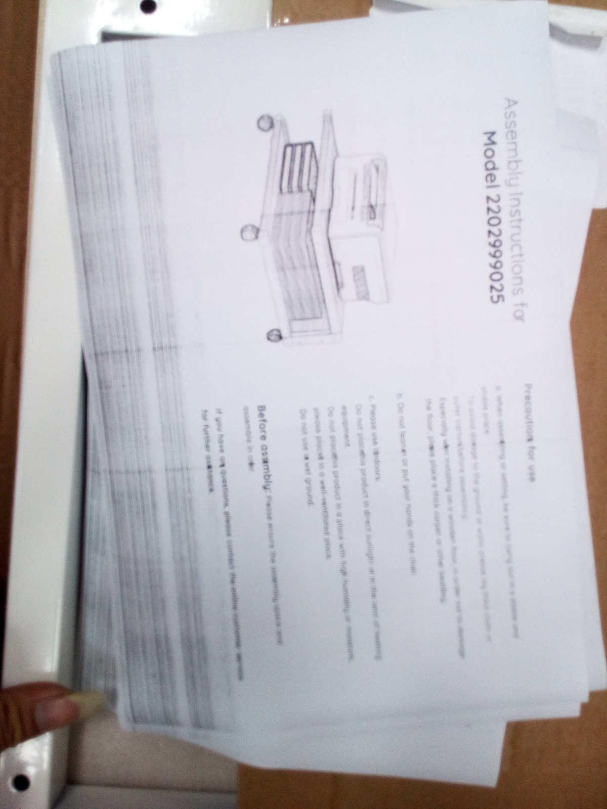 Office utility cart with castors — Documentation and loose components