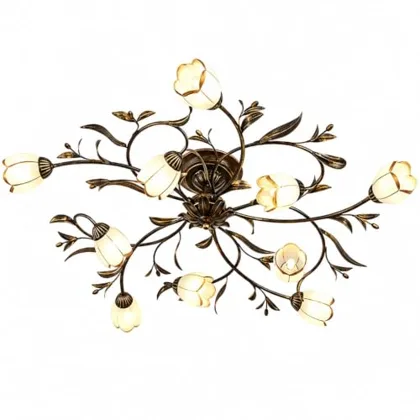 39.5 Inch 10-Light Branch Shaped Creative Retro Style Flower