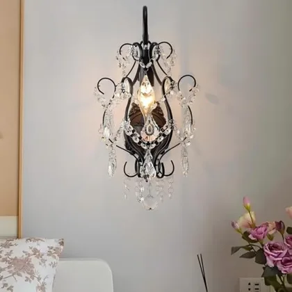 1-Light Crystal Wall Light, 7.9 Inch Vintage Wall Sconce