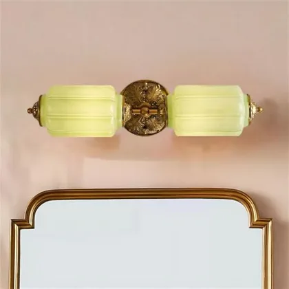 Milk Glass Wall Sconce, 2-Light Vintage Metal Glass Wall