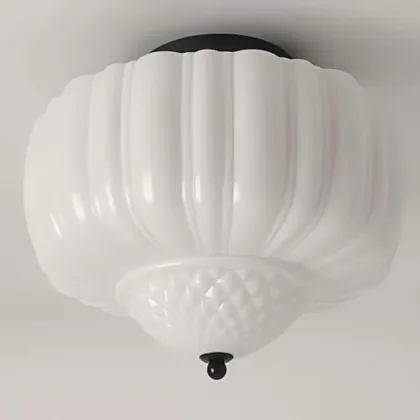 Milk Glass Ceiling Light, 13.8 Inch Mid Century Semi