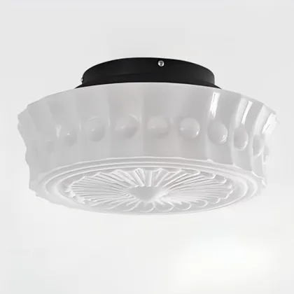Milk Glass Ceiling Light, 13.8 Inch Mid Century Semi