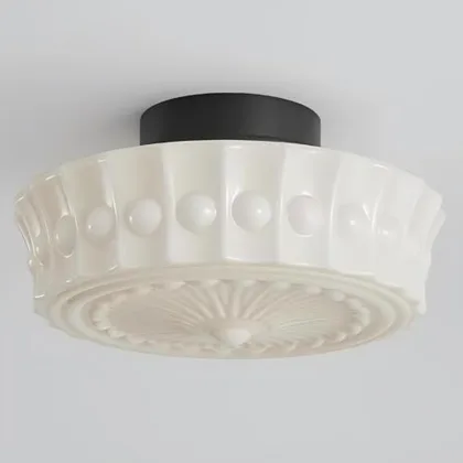 Milk Glass Ceiling Light, 13.8 Inch Mid Century Semi