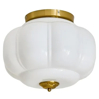 Milk Glass Ceiling Light, 15 Inch 3-Light Metal Glass