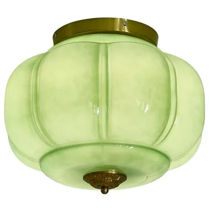 Milk Glass Ceiling Light, 15 Inch 3-Light Metal Glass