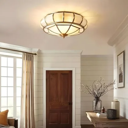 17.7 Inch Flush Mount Ceiling Light, 4 Lights Brass