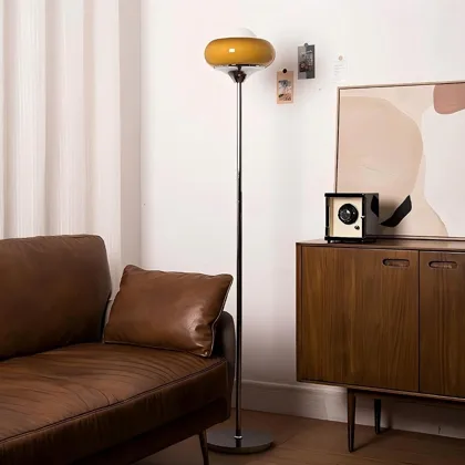 Orange 1-Light Glass Floor Lamp