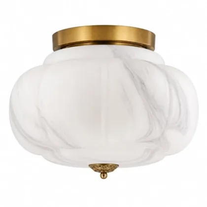 Milk Glass Ceiling Light, 15 Inch 3-Light Metal Glass