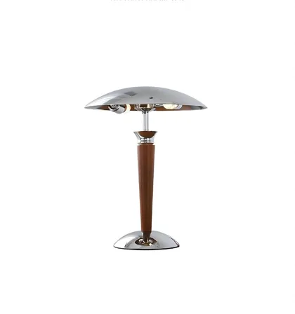Chrome + Walnut 2-Light Ironmongery Table Lamp