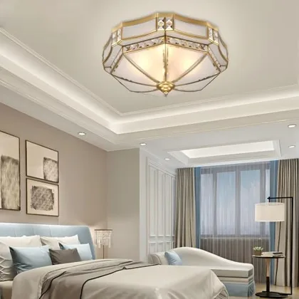 23.6 Inch Flush Mount Ceiling Light, 6 Lights Brass
