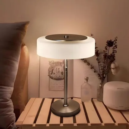 Chrome & White 2-Light Glass Table Lamp