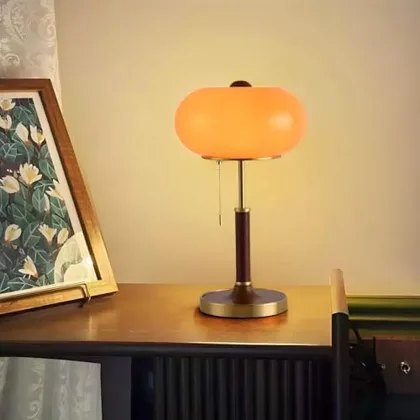 Vintage Table Lamp, Decorative Table Light with Glass Shade