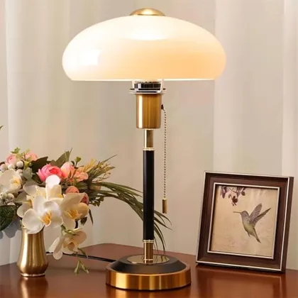 Vintage Table Lamp, Decorative Mushroom Table Light with Glass