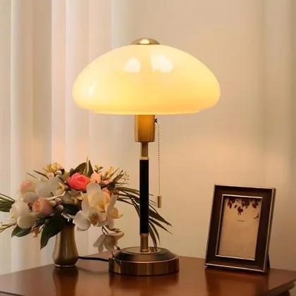 Vintage Table Lamp, Decorative Pumpkin Table Light with Glass