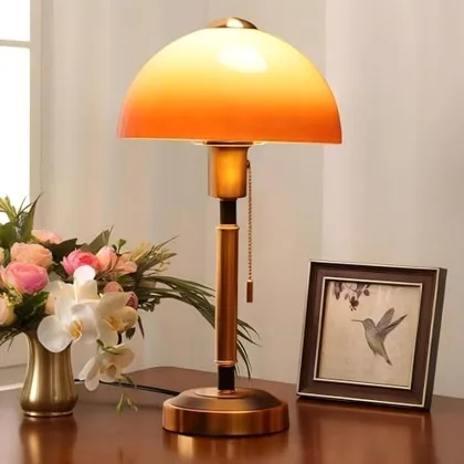 Vintage Table Lamp, Decorative Table Light with Glass Shade