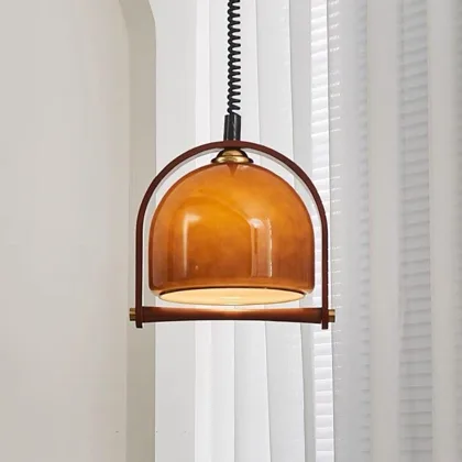 11.8 Inch Medieval Cream Style Pendant Light, Retractable Chandelier