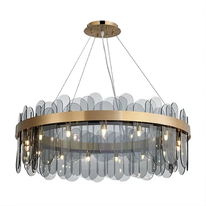 Gold & Gray 10-Light Glass Pendant