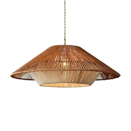 19.7 Inch Bohemian Rattan Pendant Light, Twine Woven Chandelier,