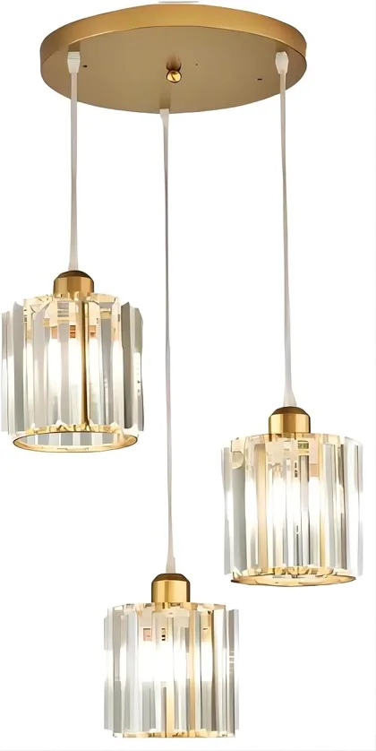 Gold 3-Light Crystal Pendant