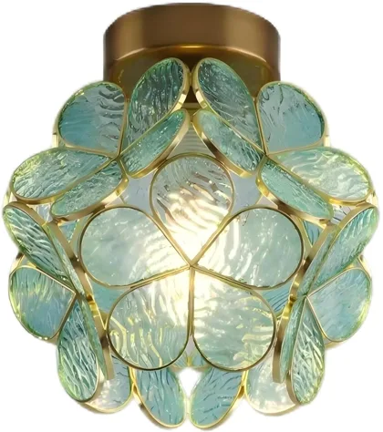 Blueish Green 1-Light Glass Ceiling