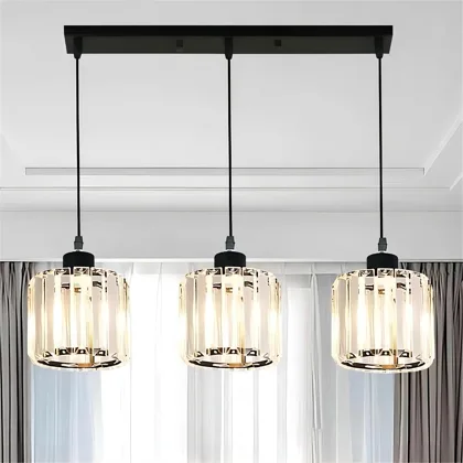 Long 3-Light Crystal Pendant