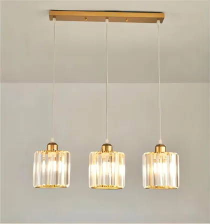 Long 3-Light Crystal Pendant