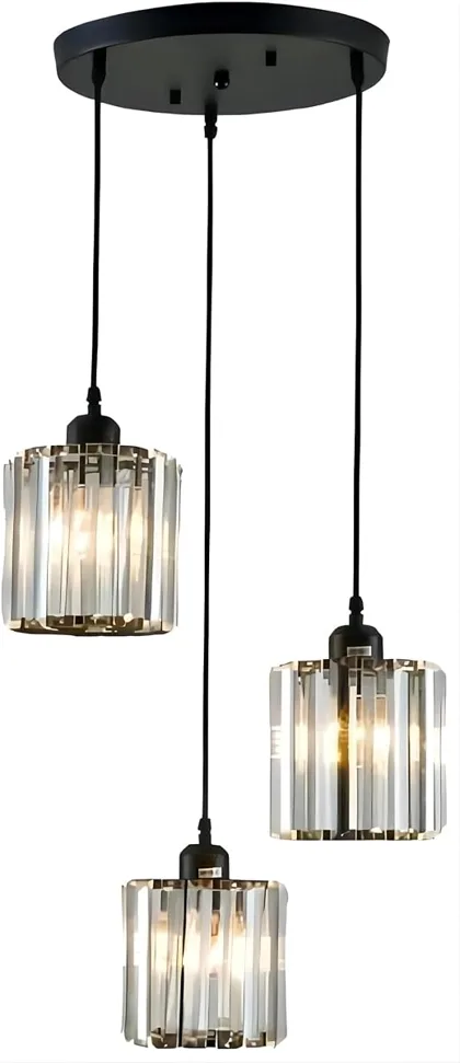 Black 3-Light Crystal Pendant