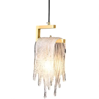 Clear and Gold 1-Light Glass Chandelier