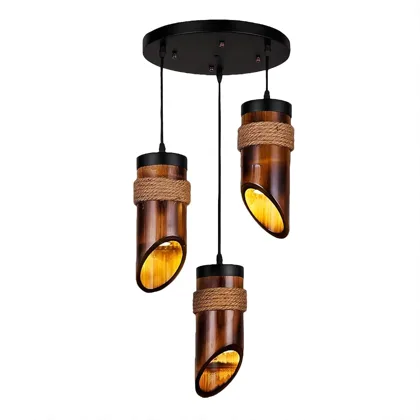 Bamboo 3-Light Iron Pendant