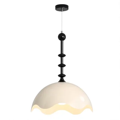 Milk White/Black 1-Light Metal Pendant
