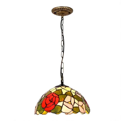 Red Rose 1-Light Glass Pendant