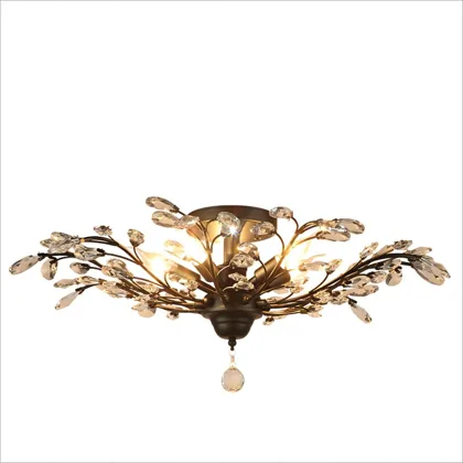 Black 5-Light Crystal Close to Ceiling