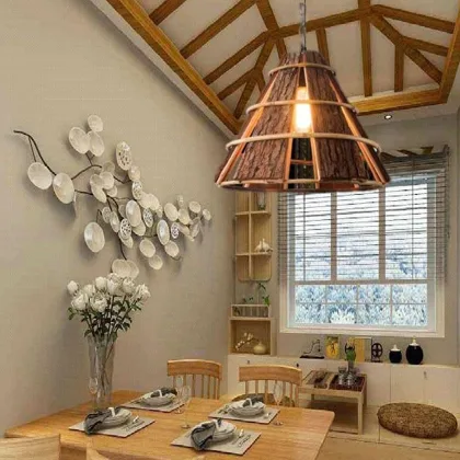 Brown 1-Light Wood Chandelier