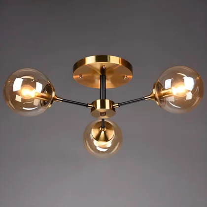 Amber 3-Light Glass Close to Ceiling