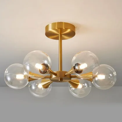 Clear Lampshade 6-Light Glass Close to Ceiling