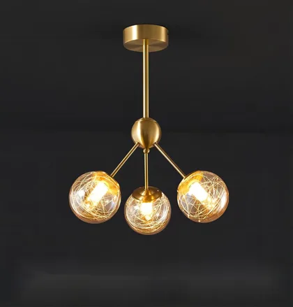 Gold 3-Light Glass Chandelier