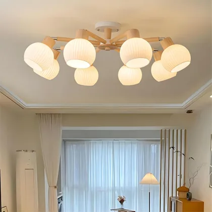 Log Color 8-Light Glass Ceiling
