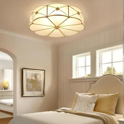 13.8 Inch Flush Mount Ceiling Light, 3 Lights Brass