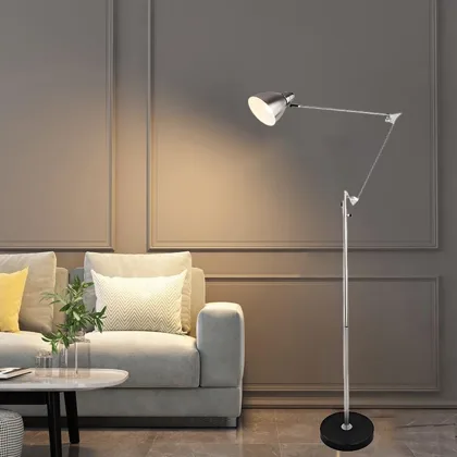 Silver 1-Light Metal Floor Lamp