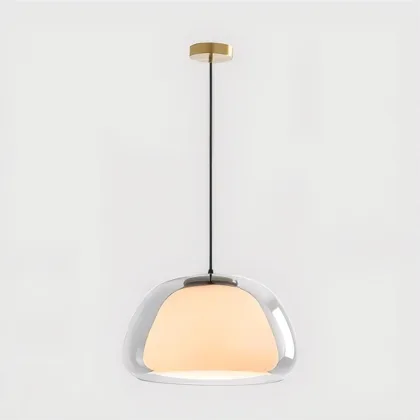 White 1-Light Glass Chandelier