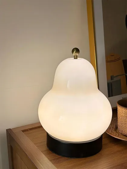 White 1-Light Glass Desk Lamp