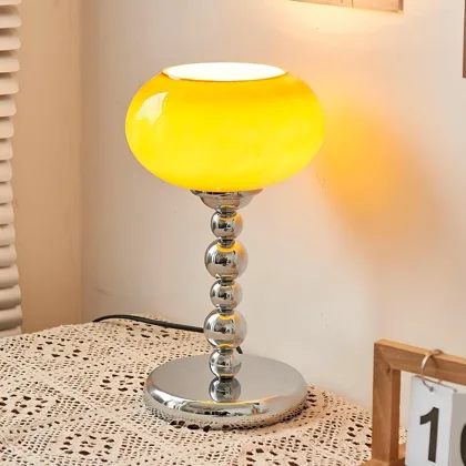 Orange+Silver 1-Light Glass Table Lamp