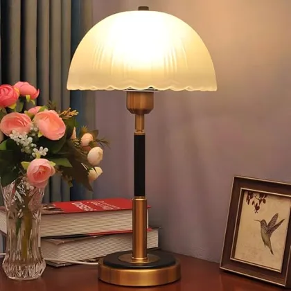 Vintage Table Lamp, Decorative Table Light with Glass Dome
