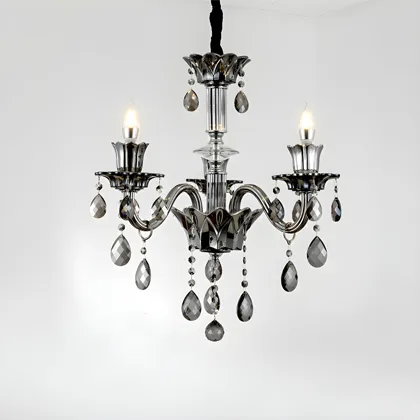 Smoke Gray 3-Light Crystal Candle Shape