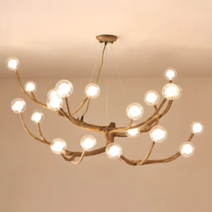 Natural Wood 8-Light Glass Radial