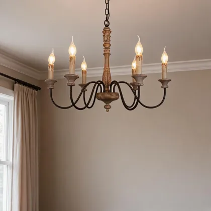 Walnut 6-Light Candle Shape